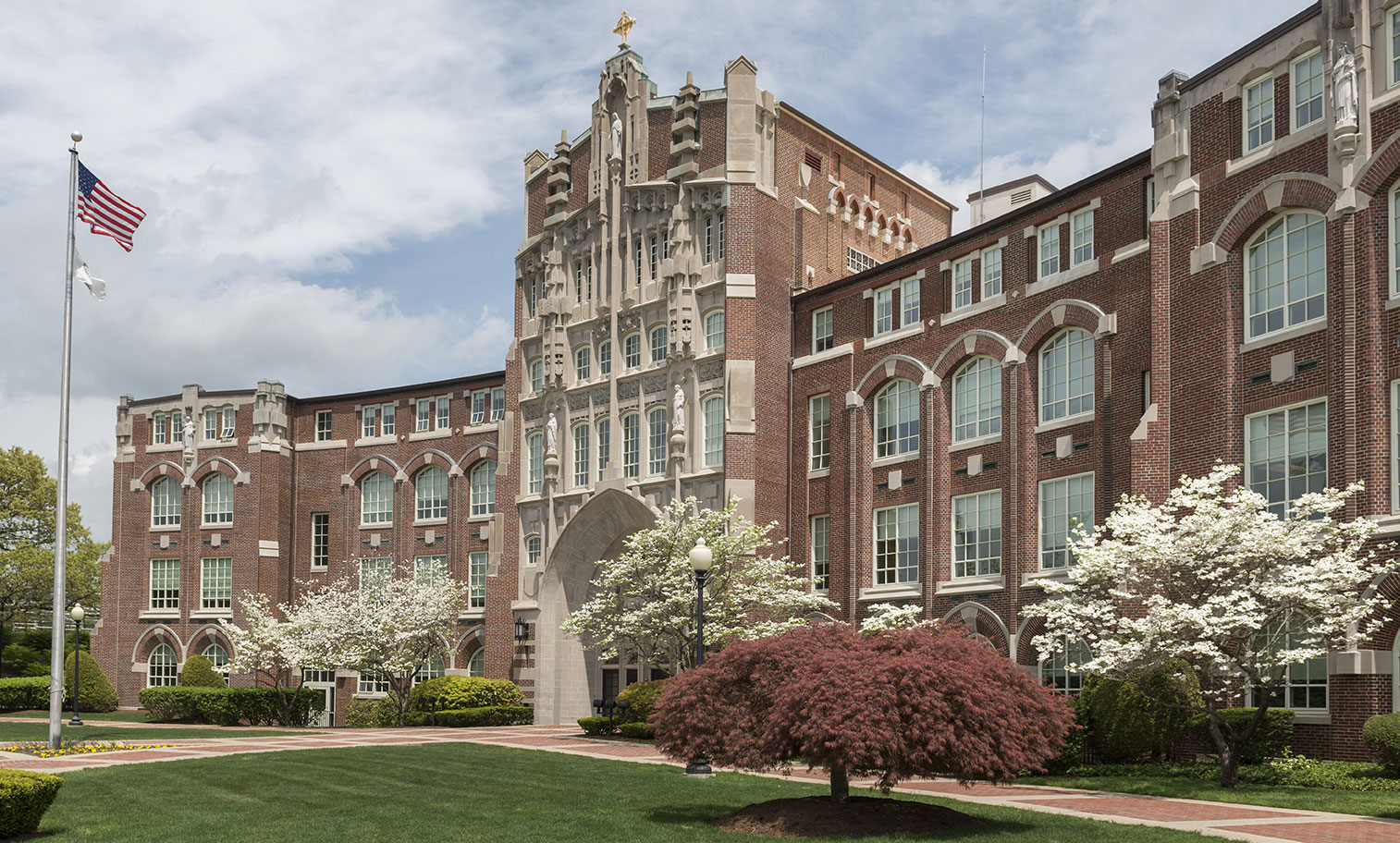 Photo of the exterior of Harkins Hall, main administrative building at Providence College
