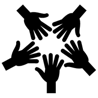 icon of 5 hands reaching out to each other