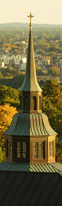 The steeple on the chapel at Providence College