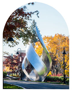 The Providence College torch statue